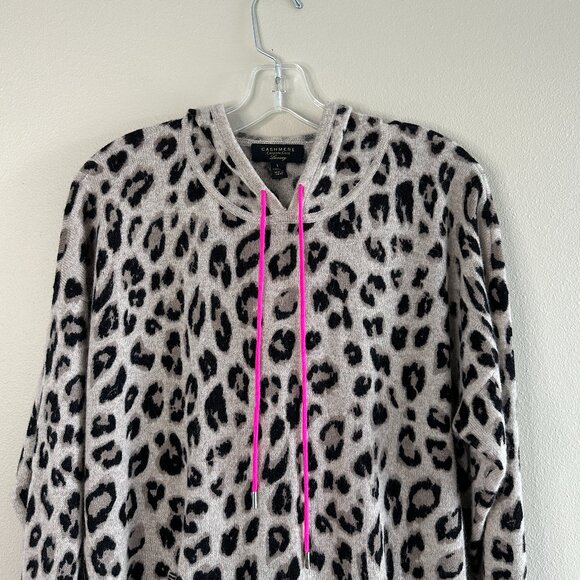Charter Club Cashmere Cheetah Print Hoodie, Large - Picture 3 of 10